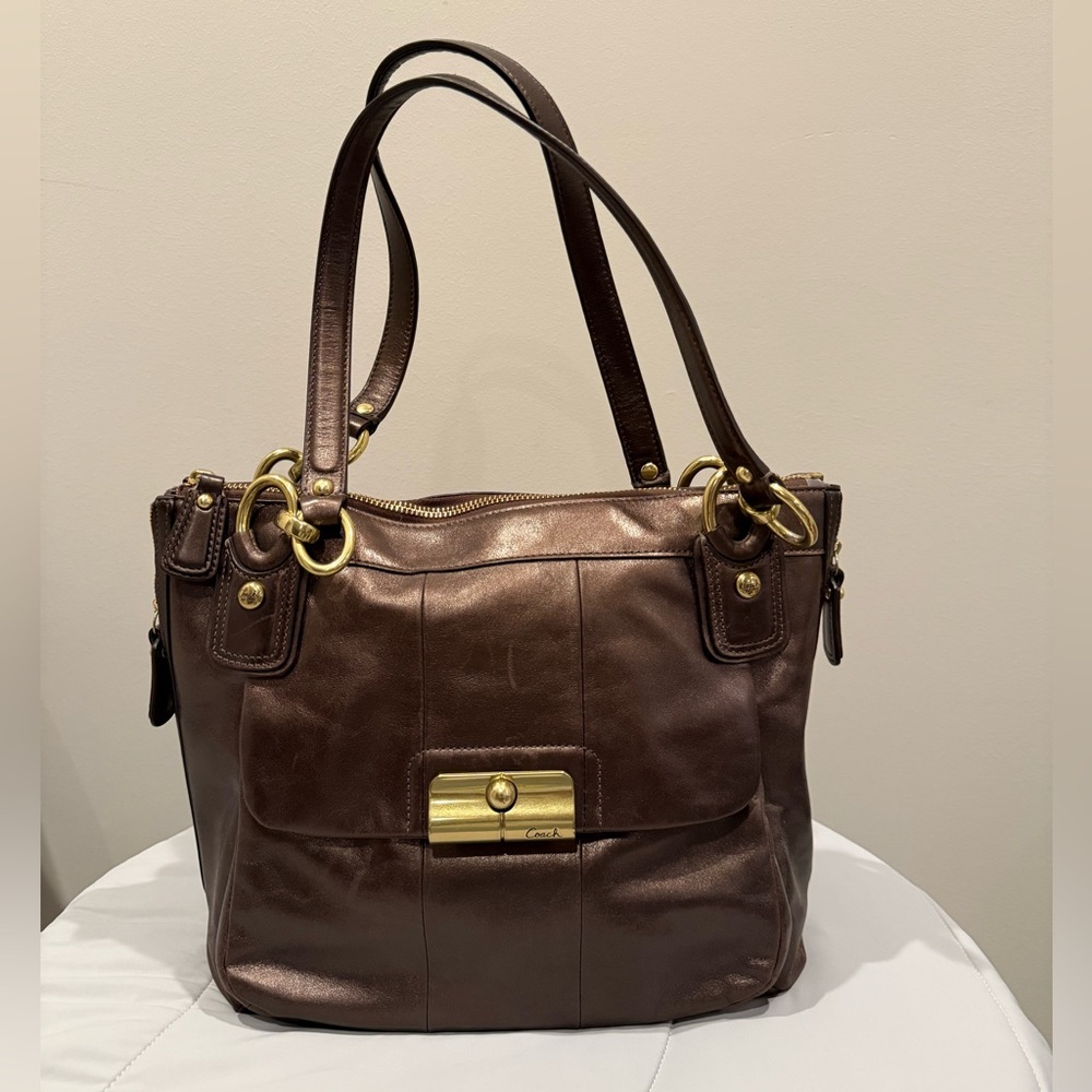 COACH 18808 “Kristin” Metallic Bronze Leather Tote
